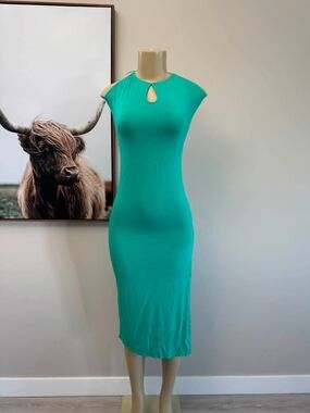 Forever 21 Teal Sleeveless Keyhole Midi Dress